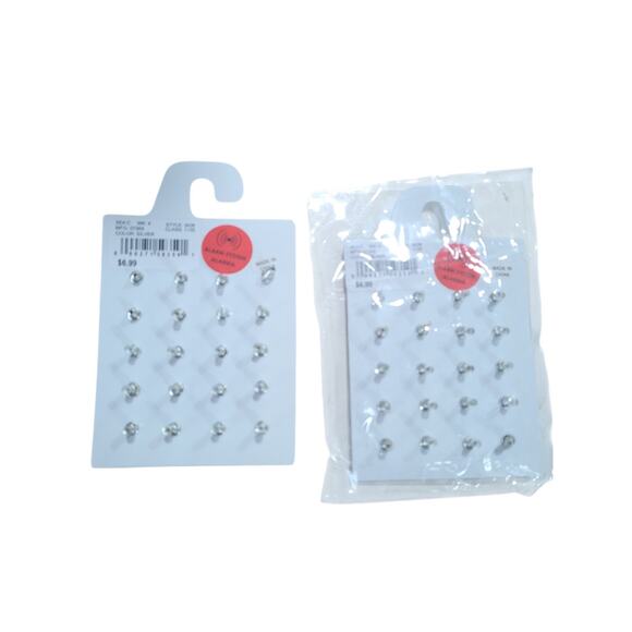 Crystal Stud Earrings - 2 Packs Multiple Sizes - Silver - Picture 2 of 2